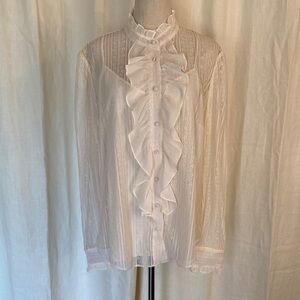 Black Label Lauren Ralph Lauren Ruffle-Trim Lace Shirt